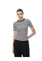 Camiseta Slim Rib Algodón Rayas Mujer Blanco de Gef