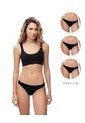 Panty Tipo Tanga Seamless Tiro Medio X3unds Negro Mujer Negro de Gef