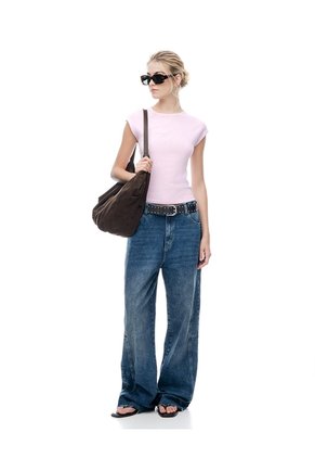 Camiseta Slim Manga Corta Rosada Mujer Rosa