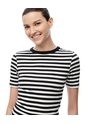 Camiseta Slim Rib Algodón Rayas Mujer Blanco de Gef