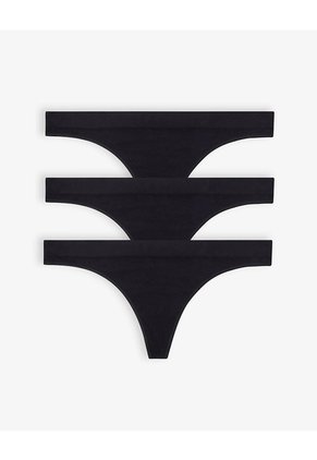 Panty Tipo Tanga Seamless Tiro Medio X3unds Negro Mujer Negro