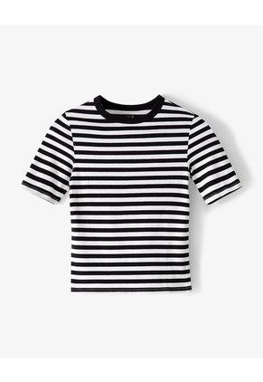 Camiseta Slim Rib Algodón Rayas Mujer Blanco