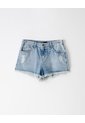 Short Tiro Medio Denim Desgaste índigo Medio Mujer Azul Oscuro de Gef
