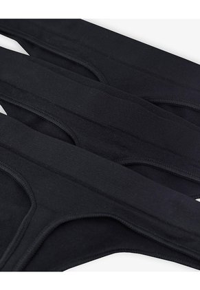 Panty Tipo Tanga Seamless Tiro Medio X3unds Negro Mujer Negro