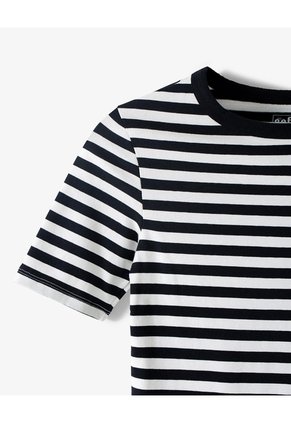 Camiseta Slim Rib Algodón Rayas Mujer Blanco