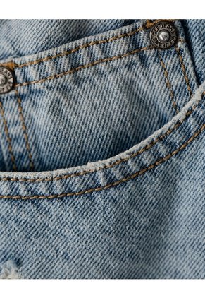 Short Tiro Medio Denim Desgaste índigo Medio Mujer Azul Oscuro