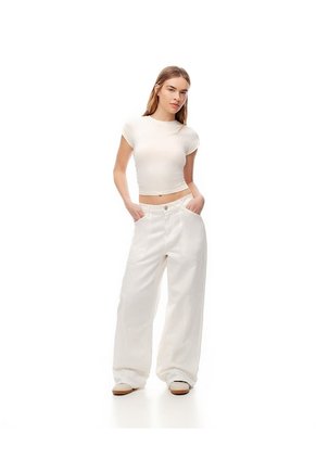Camiseta Crop Slim Habano Mujer Marron