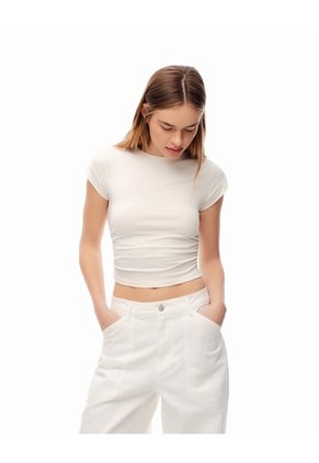 Camiseta Crop Slim Habano Mujer Marron