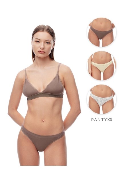 Panty Tipo Tanga Seamless Tiro Medio X3unds Surtido Mujer Multicolor