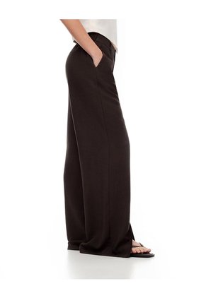 Pantalón Wide Leg Tiro Alto Chocolate Mujer Chocolate