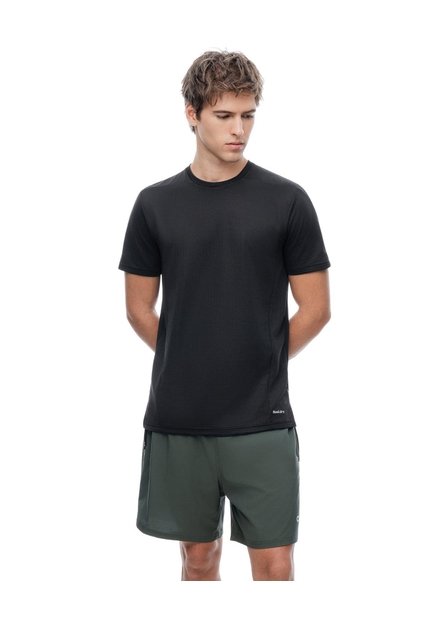 Camiseta Deportiva Control Humedad Negra Hombre Negro