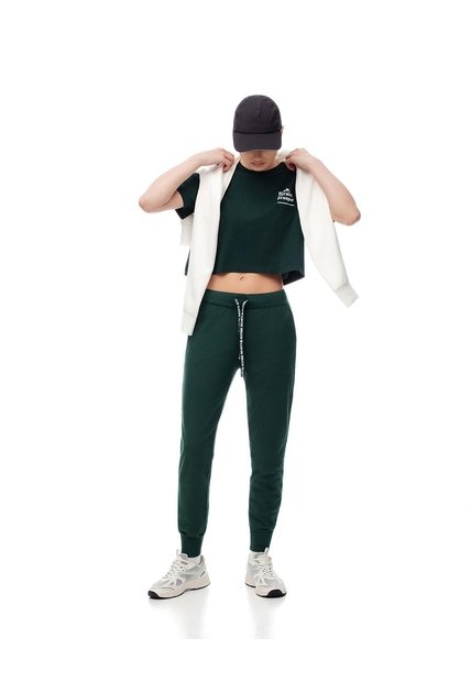 Jogger Tiro Medio Algodón Verde Mujer Verde
