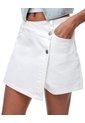 Falda Short Tiro Alto Denim Blanca Mujer Blanco de Gef