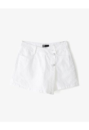 Falda Short Tiro Alto Denim Blanca Mujer Blanco