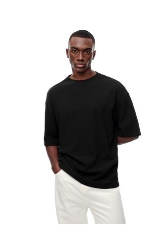 Camiseta Oversize Negra Hombre Negro Gef