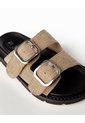 Sandalias Beige Tipo Birkenstock Niña Cafe de Gef