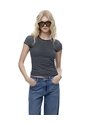 Camiseta Slim Algodón Rayas Mujer Negro de Gef
