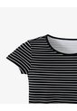 Camiseta Slim Algodón Rayas Mujer Negro de Gef