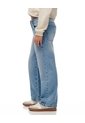Jean Straight Tiro Alto Algodón índigo Medio Niña Azul de Gef