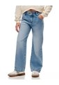 Jean Straight Tiro Alto Algodón índigo Medio Niña Azul de Gef