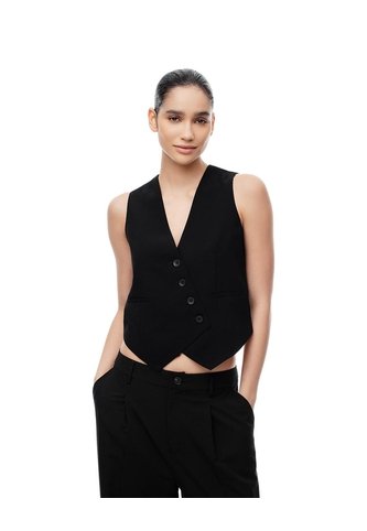 Chaleco Tipo Sastre Cruzado Negro Mujer Negro Gef