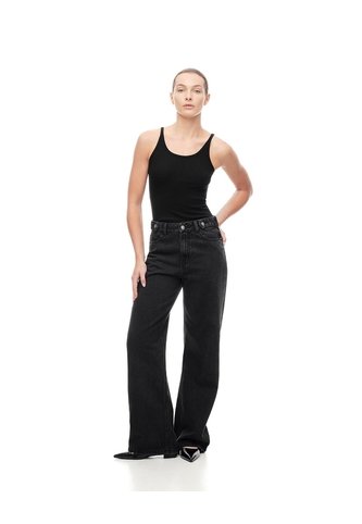 Jean Wide Leg Tiro Alto Negro Mujer Azul Gef