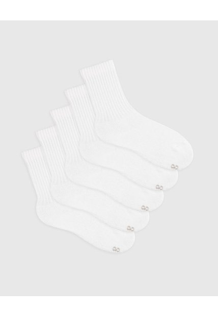 Medias Niño Largas Algodón Pack X5 Blancas Blanco
