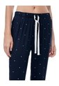 Pantalón Regular Tiro Medio Azul Estampado Mujer Azul de Gef