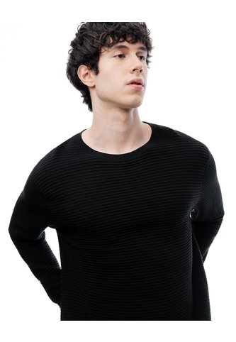 Buzo Regular Tejido De Punto Algodón Negro Hombre Negro Gef