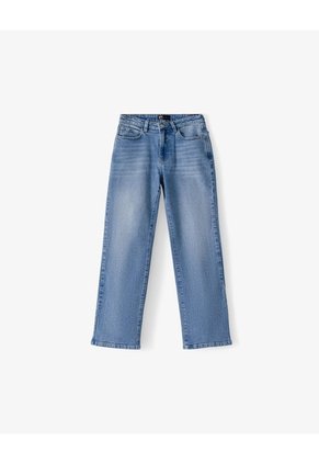 Jean Regular Tiro Alto índigo Medio Mujer Azul