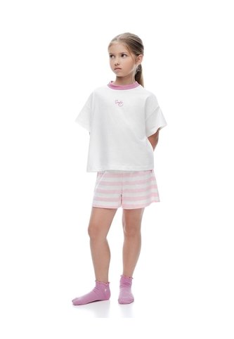 Pijama Relaxed Manga Corta Blanca Estampada Niña Blanco Gef