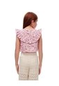 Blusa Regular Boleros Rosada Estampada Niña Rosa de Gef