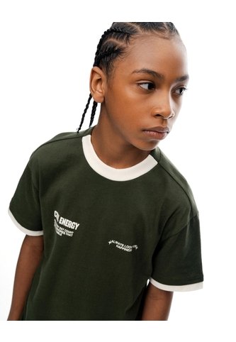 Camiseta Regular Manga Corta Verde Niño Verde Gef