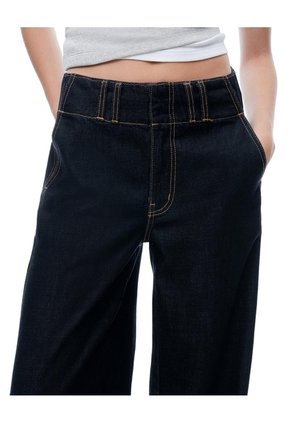 Jean Wide Leg Tiro Medio índigo Osc Mujer Azul