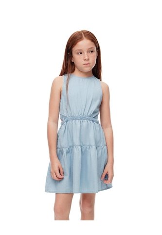 Vestido Corto Denim índigo Claro Niña Azul Oscuro Gef