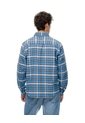 Camisa Manga Larga Regular Algodón Cuadros Hombre Azul de Gef