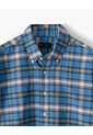 Camisa Manga Larga Regular Algodón Cuadros Hombre Azul de Gef
