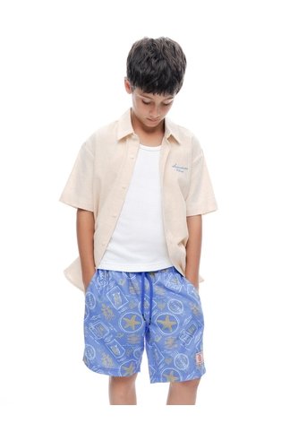 Short Pantaloneta Azul Estampado Niño Azul Gef