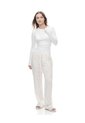 Pantalón Regular Tiro Medio Blanco Estampado Mujer Blanco de Gef
