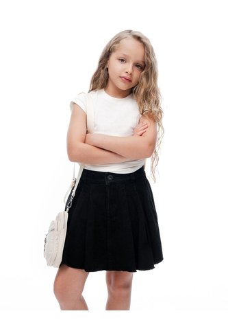 Falda Corto Tiro Medio Denim Negro Niña Azul Gef