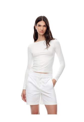 Short Tiro Alto Algodón Blanco Mujer Blanco Gef