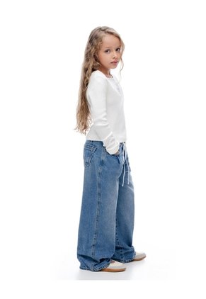 Pantalón Loose Tiro Medio índigo Niña Azul