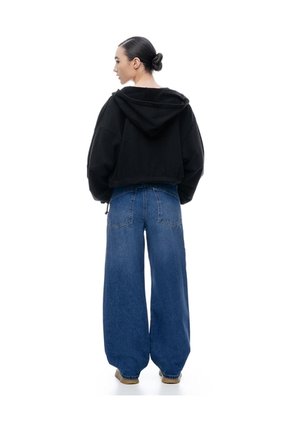 Jean Barrel Tiro Medio índigo Oscuro Mujer Azul