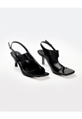 Sandalias Slingback De Tacón Bajo Negras Mujer Negro Gef
