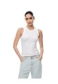 Camiseta Esqueleto Slim Rib Algodón Blanca Mujer Blanco de Gef