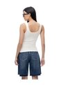 Camiseta Manga Sisa Slim Rib Algodón Blanca Mujer Blanco de Gef