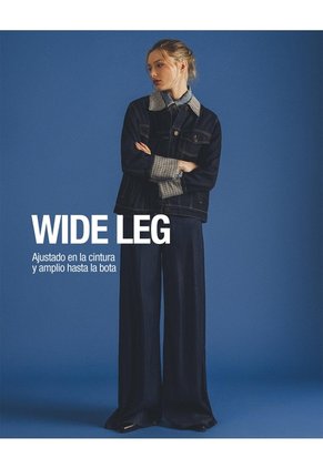 Jean Wide Leg Tiro Medio índigo Oscuro Mujer Azul