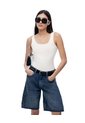 Camiseta Manga Sisa Slim Rib Algodón Blanca Mujer Blanco de Gef