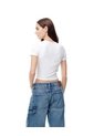 Camiseta Crop Slim Algodón Blanca Mujer Blanco de Gef
