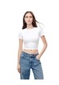 Camiseta Crop Slim Algodón Blanca Mujer Blanco de Gef